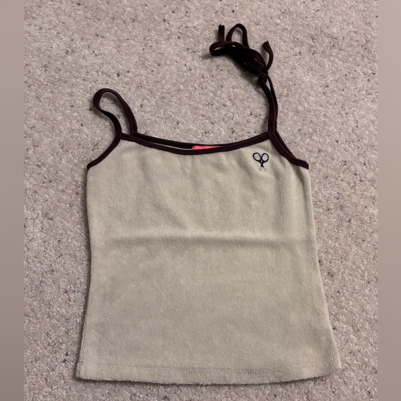 Juicy Couture Tops - Juicy Couture Terry Tennis Beige Camisole Tank with Brown Trim